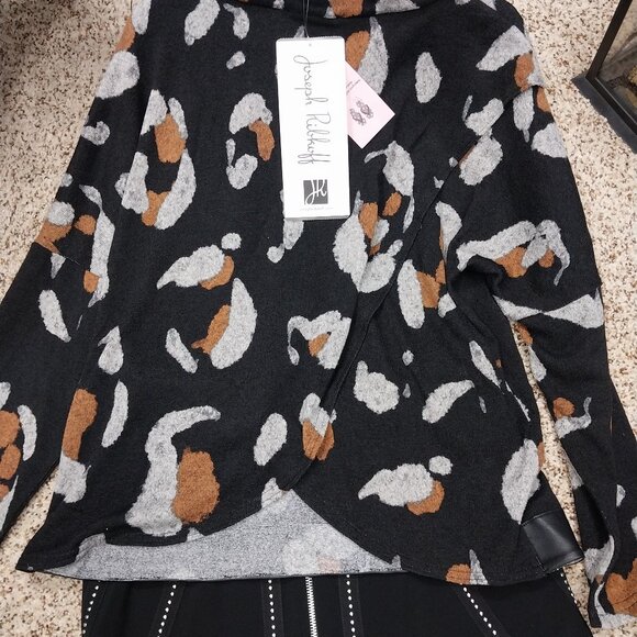 3182 Size 10 Cowlneck Sweater Cross Back with Faux Leather Trim. NWT - Picture 5 of 9